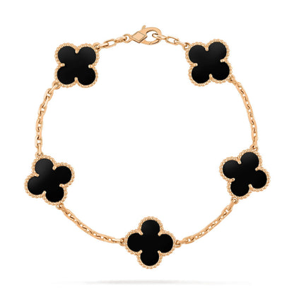 [Eternal Jewelry]CLOVER  5 MOTIFS BLACK ONYX BRACELET
