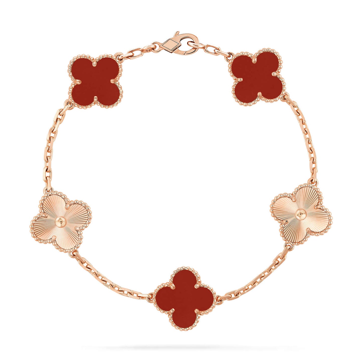 [Eternal Jewelry]CLOVER  5 MOTIFS CARNELIAN GOLD BRACELET