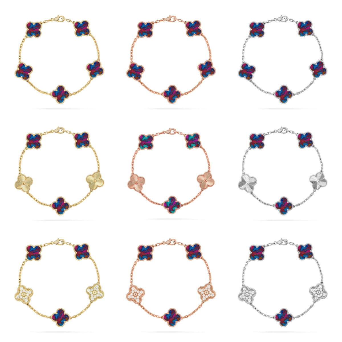 [Eternal Jewelry]CLOVER 5 MOTIF COLOR GEMSTONES BRACELET COLLECTION