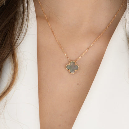 [Eternal Jewelry]CLOVER 15MM  GRAY MOTHER OF PEARL NECKLACE