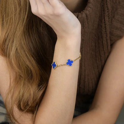 [Eternal Jewelry] CLOVER 5 MOTIF BLUE AGATE BRACELET COLLECTION