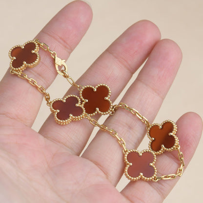 [Eternal Jewelry]CLOVER 5 MOTIFS RED AGATE  BRACELET