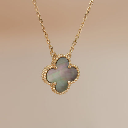 [Eternal Jewelry]CLOVER 15MM  GRAY MOTHER OF PEARL NECKLACE