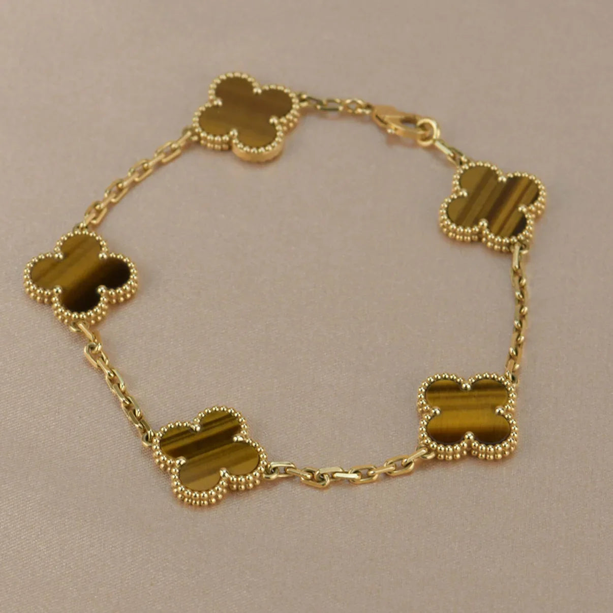 [Eternal Jewelry] CLOVER 5 MOTIFS TIGER EYE BRACELET COLLECTION