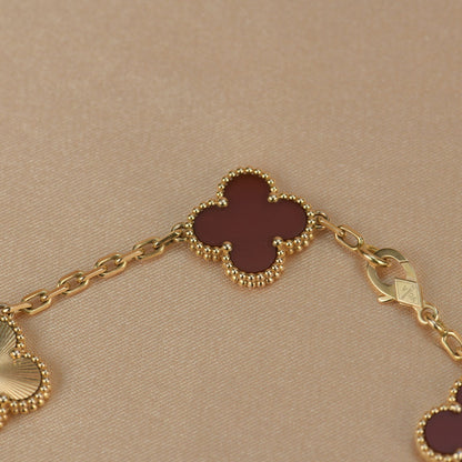 [Eternal Jewelry]CLOVER  5 MOTIFS CARNELIAN GOLD BRACELET