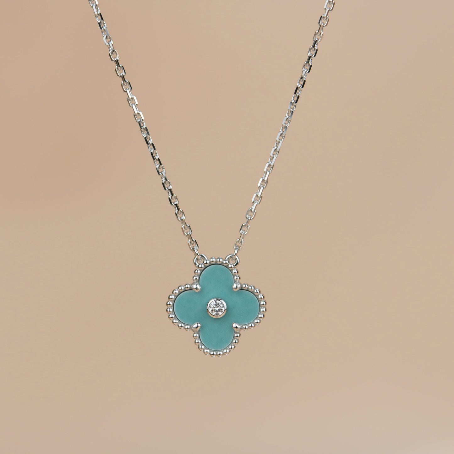 [Eternal Jewelry]CLOVER 15MM DIAMOND SVRES PORCELAIN  NECKLACE SILVER