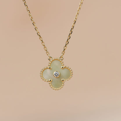 [Eternal Jewelry]CLOVER 15MM DIAMOND GOLD MOTHER OF PEARL NECKLACE