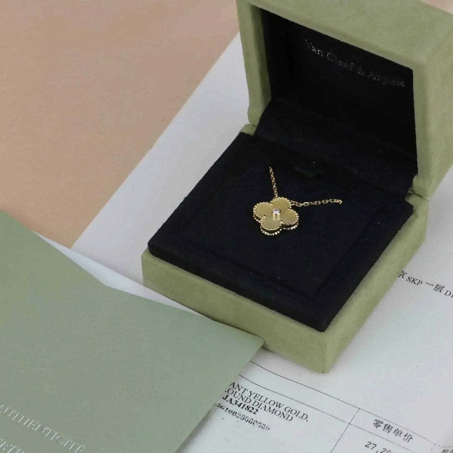 [Eternal Jewelry]CLOVER 15MM DIAMOND GOLD MOTHER OF PEARL NECKLACE