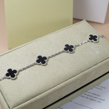 [Eternal Jewelry]CLOVER 5 MOTIF ONYXS  BRACELET SILVER