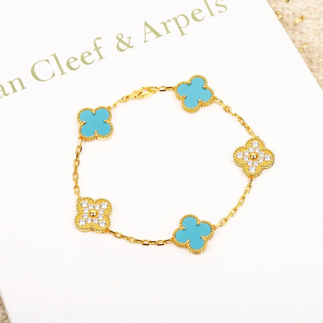 [Eternal Jewelry] CLOVER 5 MOTIF TURQUOISE BRACELET COLLECTION