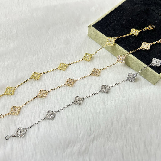 [Eternal Jewelry]CLOVER 6 MOTIF DIAMOND BRACELET