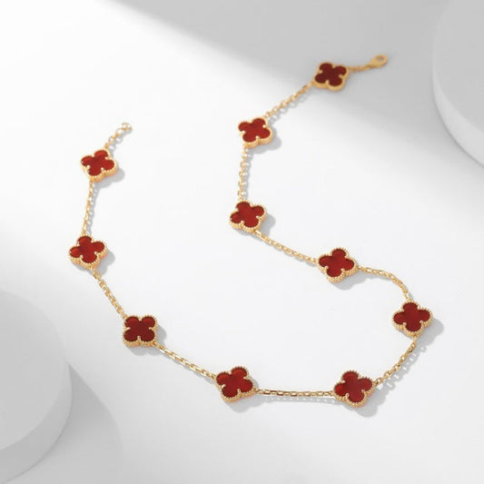 [Eternal Jewelry]CLOVER 10 MOTIFS CARNELIAN NECKLACE