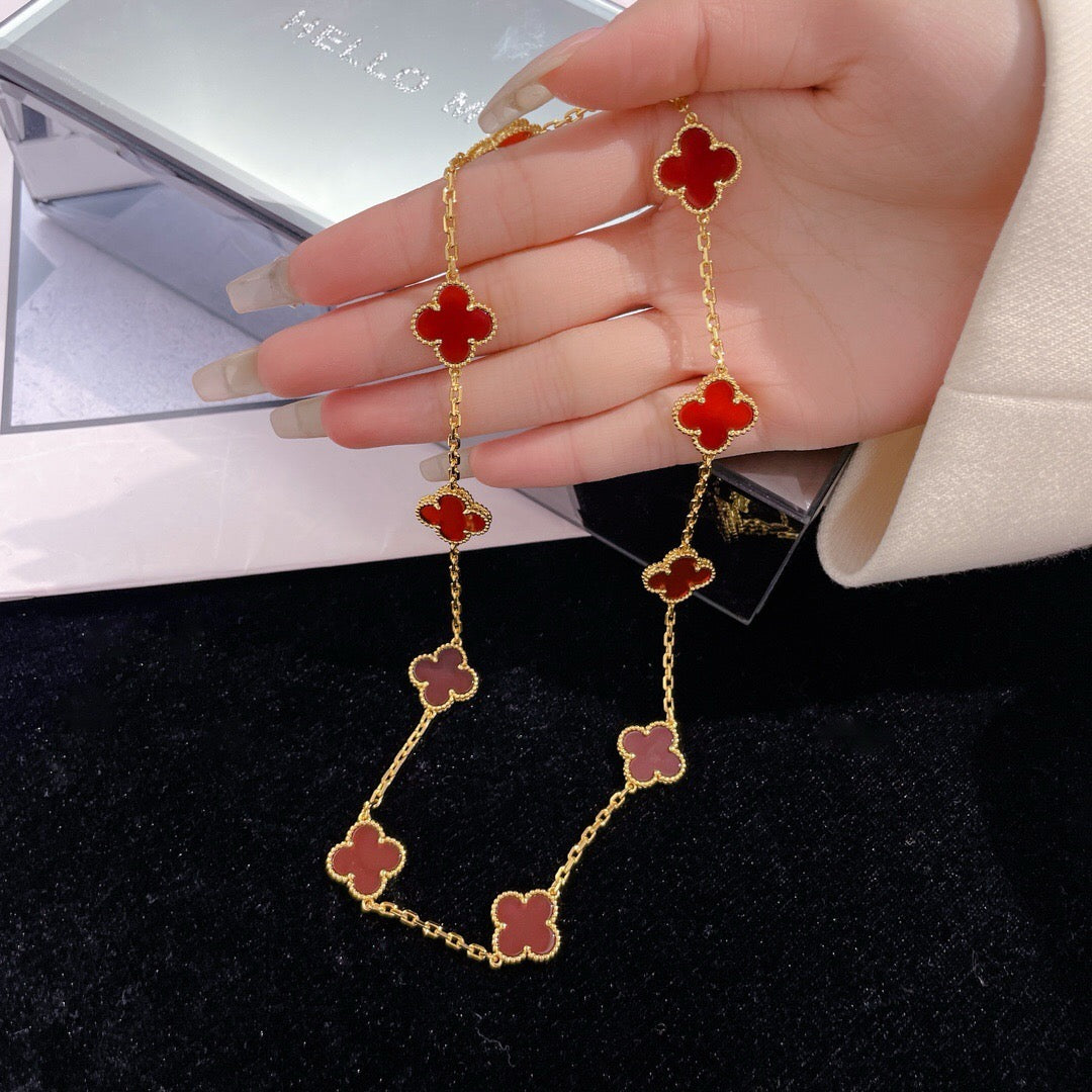 [Eternal Jewelry]CLOVER 10 MOTIFS CARNELIAN NECKLACE