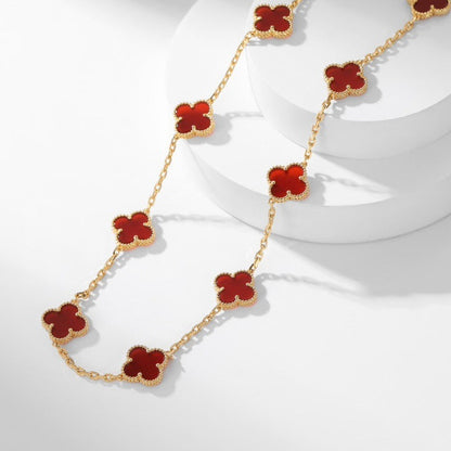 [Eternal Jewelry]CLOVER 10 MOTIFS CARNELIAN NECKLACE
