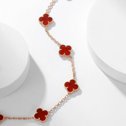 [Eternal Jewelry]CLOVER 10 MOTIFS CARNELIAN NECKLACE