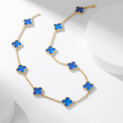 [Eternal Jewelry]CLOVER 10 MOTIFS BLUE AGATE NECKLACE
