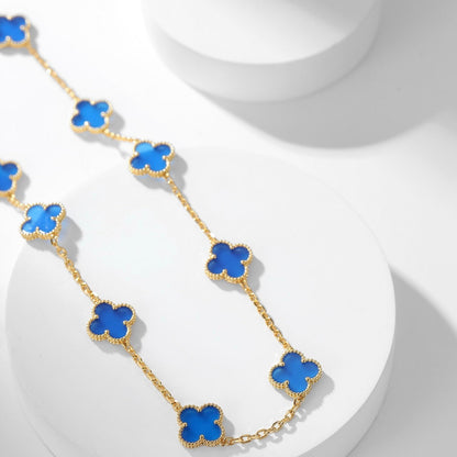 [Eternal Jewelry]CLOVER 10 MOTIFS BLUE AGATE NECKLACE