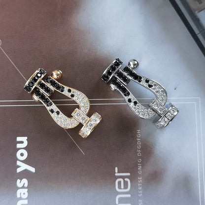 [Eternal Jewelry]FORCE LARGE HORSESHOE BLACK WHITE DIAMOND BRACELET SILVER