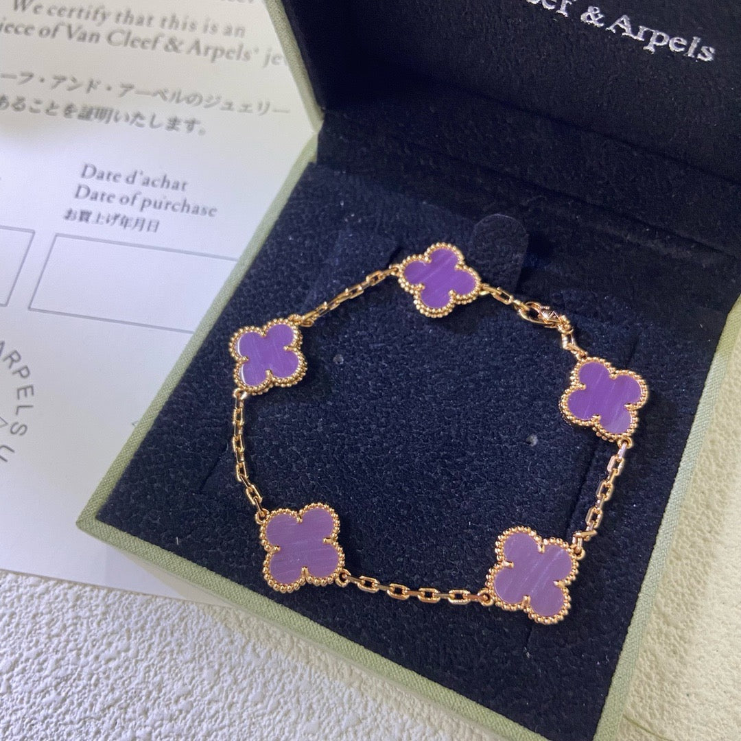 [Eternal Jewelry]CLOVER  5 MOTIFS  PURPLE VIOLET BRACELET
