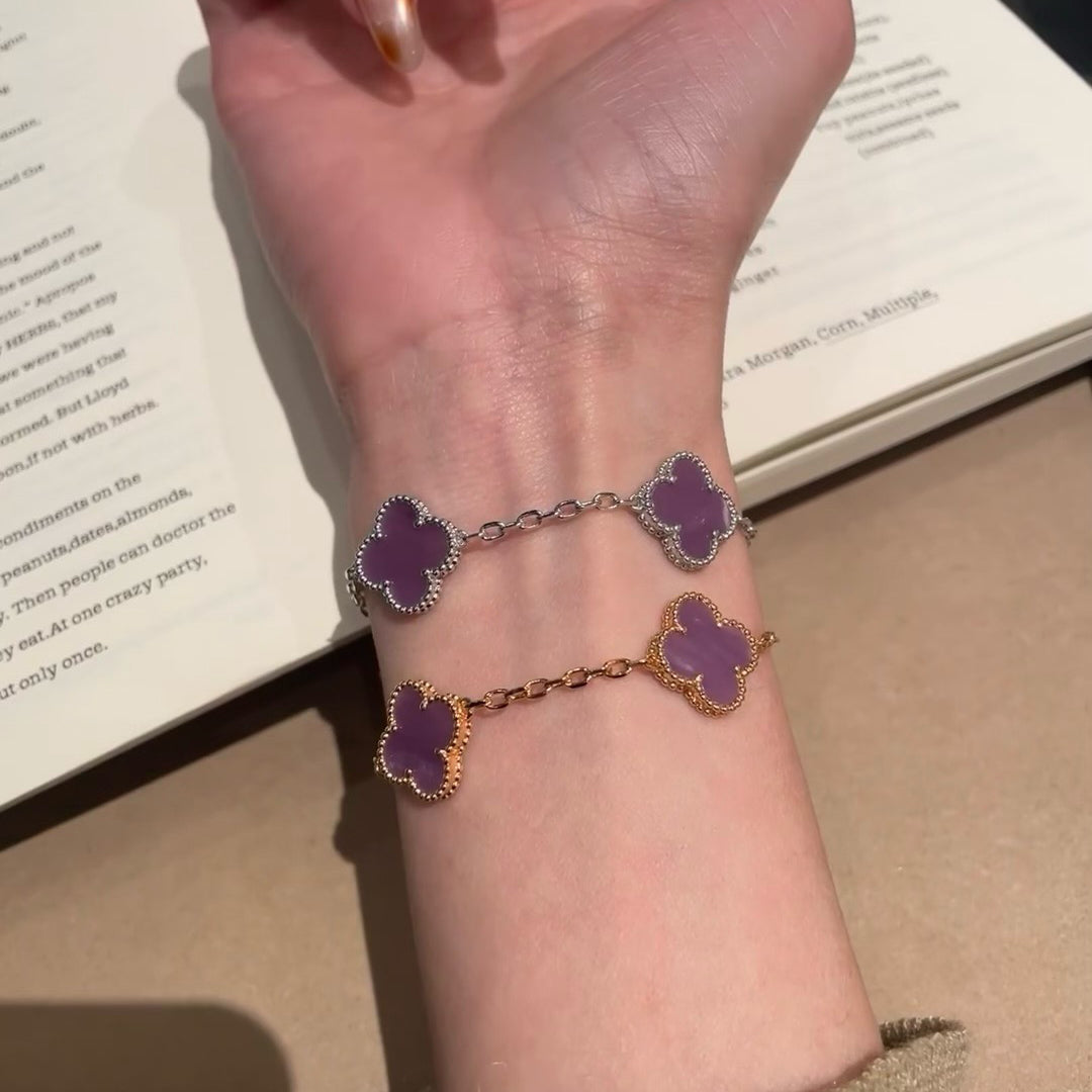 [Eternal Jewelry]CLOVER  5 MOTIFS  PURPLE VIOLET BRACELET