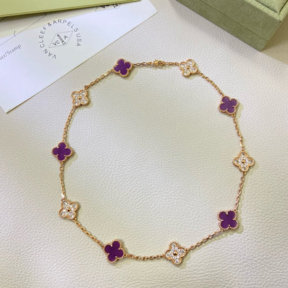 [Eternal Jewelry]CLOVER 10 MOTIFS  PURPLE VIOLET DIAMOND NECKLACE