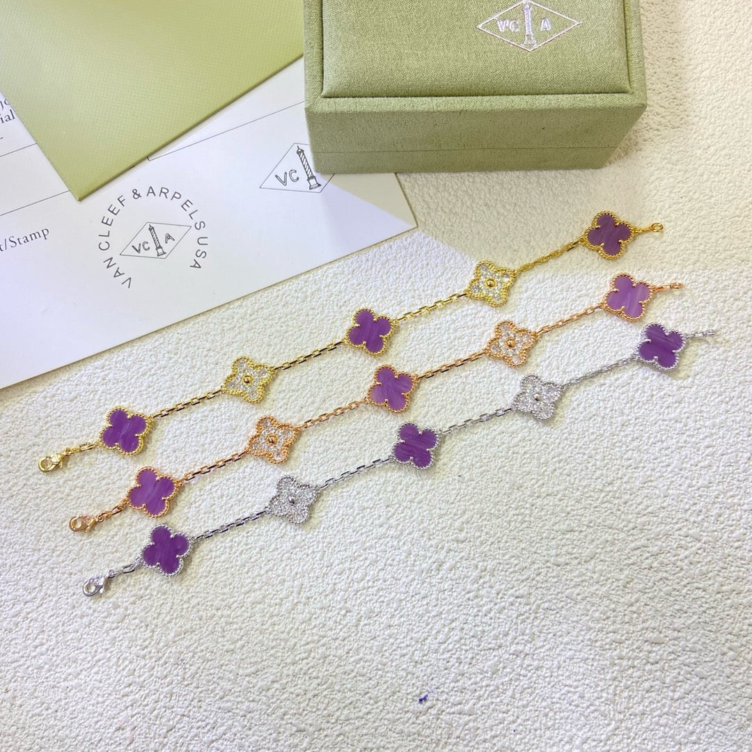 [Eternal Jewelry]CLOVER  5 MOTIFS  PURPLE VIOLET DIAMOND BRACELET
