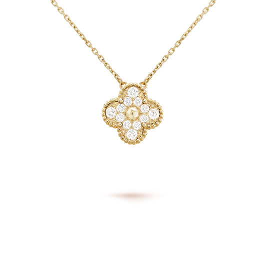 [Eternal Jewelry]CLOVER 15MM DIAMOND SINGLE FLOWER NECKLACE