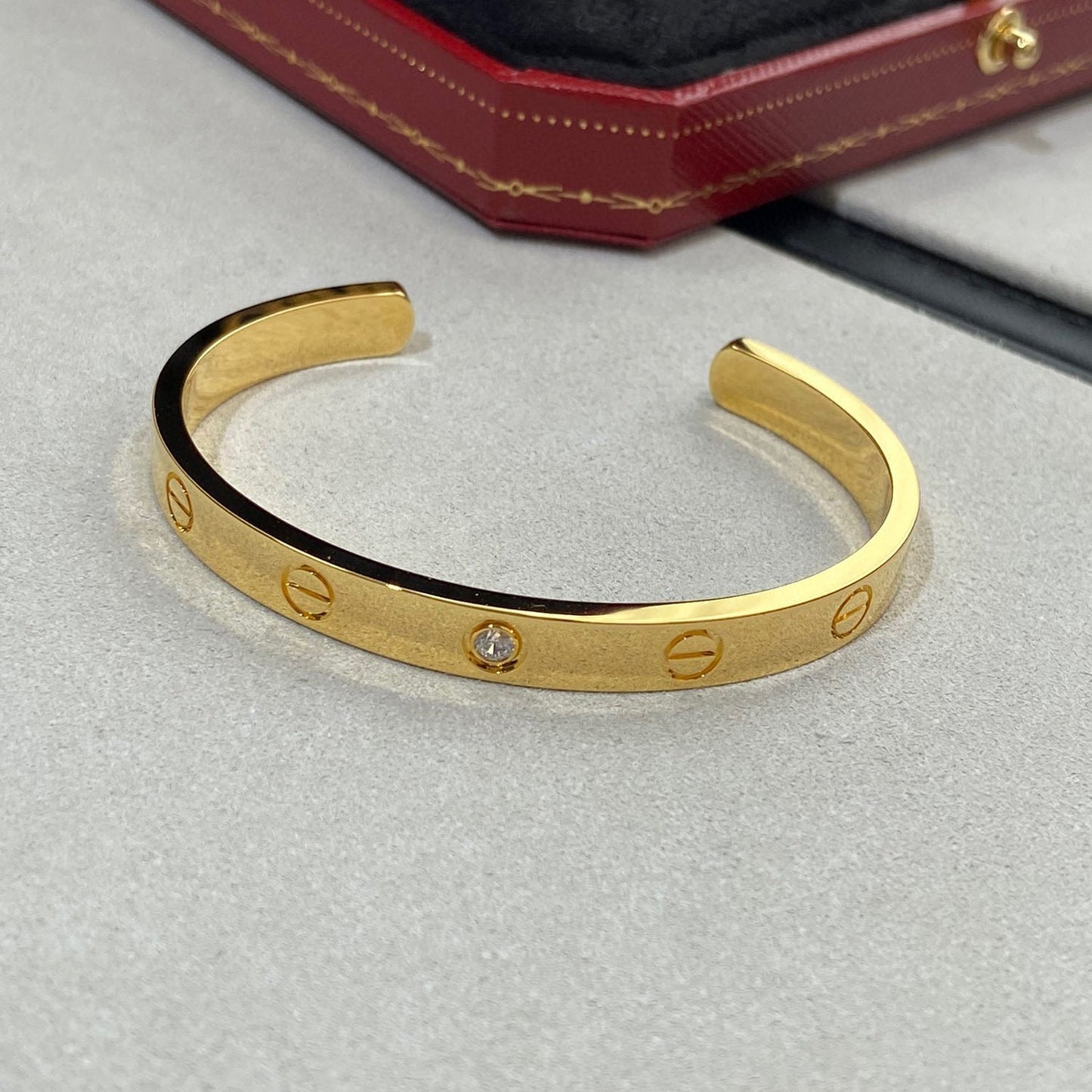 [Eternal Jewelry]LOVE BRACELET 6.1MM 1 DIAMOND OPEN CUFF