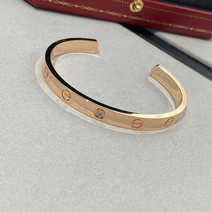 [Eternal Jewelry]LOVE BRACELET 6.1MM 1 DIAMOND OPEN CUFF