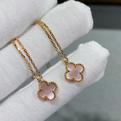 [Eternal Jewelry]CLOVER 15MM PINK MOTHER-OF-PEARL SINGLE FLOWER NECKLACE