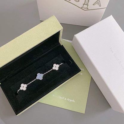 [Eternal Jewelry]CLOVER  5 MOTIF DIAMOND PURPLE CHALCEDONY BRACELET SILVER