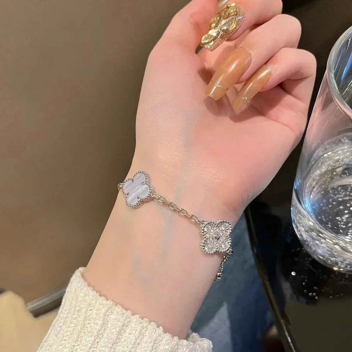 [Eternal Jewelry] CLOVER 5 MOTIF PURPLE CHALCEDONY BRACELET COLLECTION