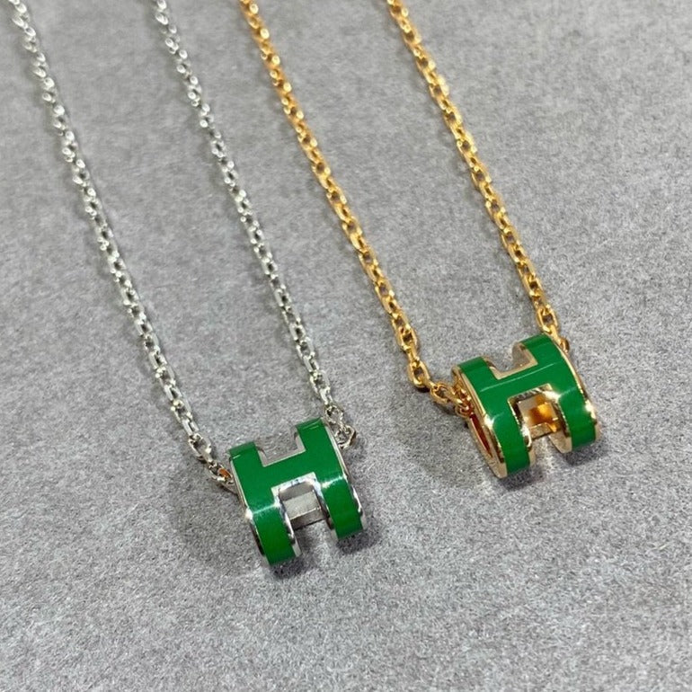 [Eternal Jewelry]POP H GREEN NECKLACE SILVER AND GOLD