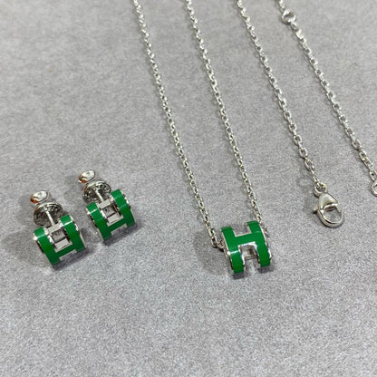 [Eternal Jewelry]POP H GREEN NECKLACE SILVER AND GOLD