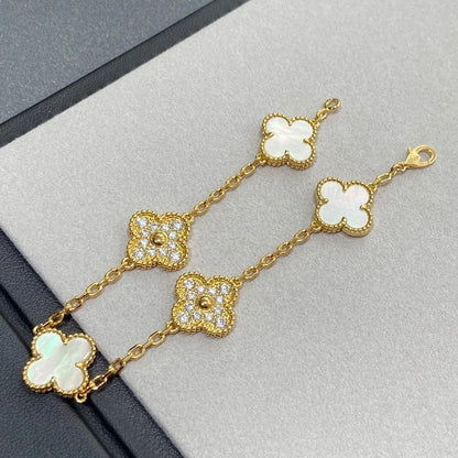 [Eternal Jewelry]CLOVER WHITE PEARL MOP 5 MOTIF BRACELET COLLECTION
