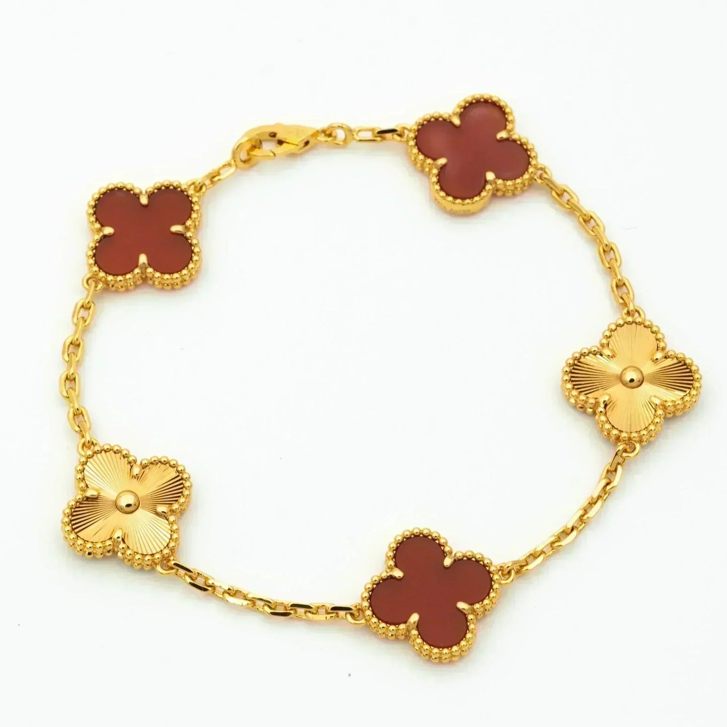 [Eternal Jewelry]CLOVER  5 MOTIFS CARNELIAN GOLD BRACELET