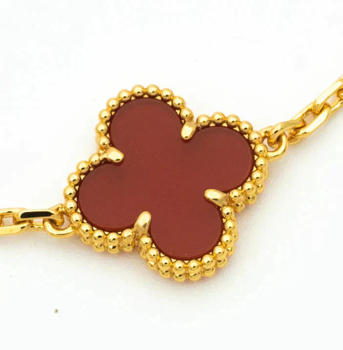[Eternal Jewelry] CLOVER 5 MOTIF RED CORNELIAN BRACELET COLLECTION