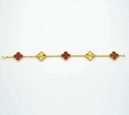 [Eternal Jewelry]CLOVER  5 MOTIFS CARNELIAN GOLD BRACELET