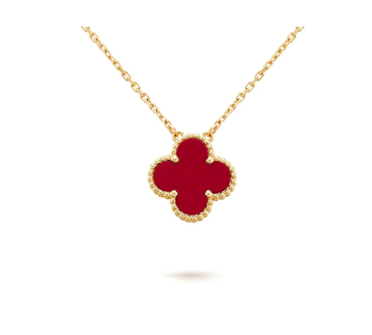 [Eternal Jewelry]CLOVER 15MM CARNELIAN SINGLE FLOWER NECKLACE