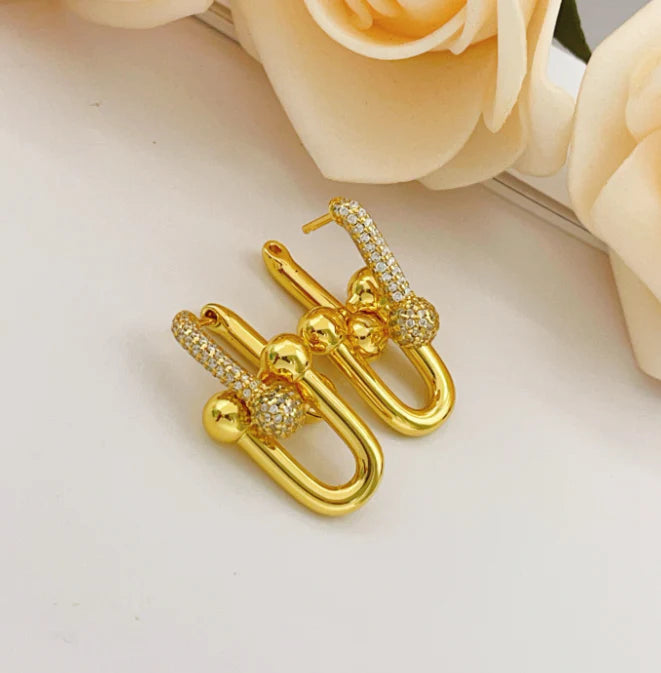 [Eternal Jewelry]TF HORSESHOE BUCKLE DIAMOND EARRINGS
