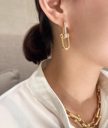 [Eternal Jewelry]TF HORSESHOE BUCKLE DIAMOND EARRINGS