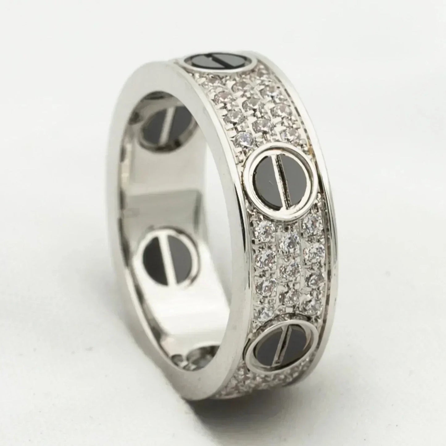 [Eternal Jewelry]LOVE RING 5.5MM DIAMONDS PAVED CERAMIC