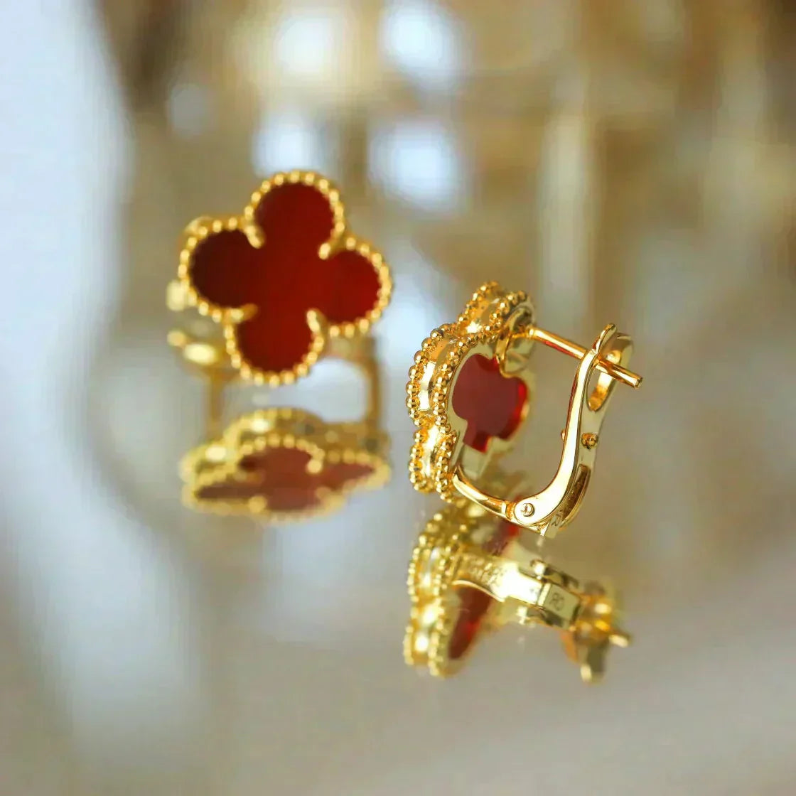 [Eternal Jewelry]CLOVER MEDIUM 1 MOTIFS CARNELIAN  EARRINGS