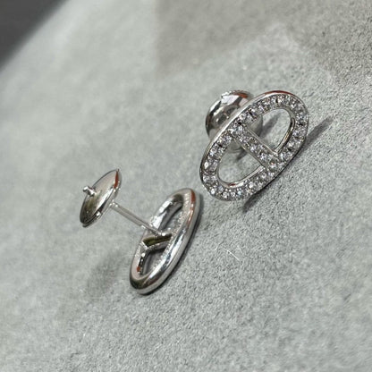 [Eternal Jewelry]HM FULL DIAMOND PIG NOSE STUD EARRINGS