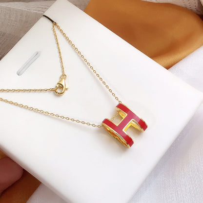 [Eternal Jewelry]HM CLIC RED ENAMEL GOLD NECKLACE