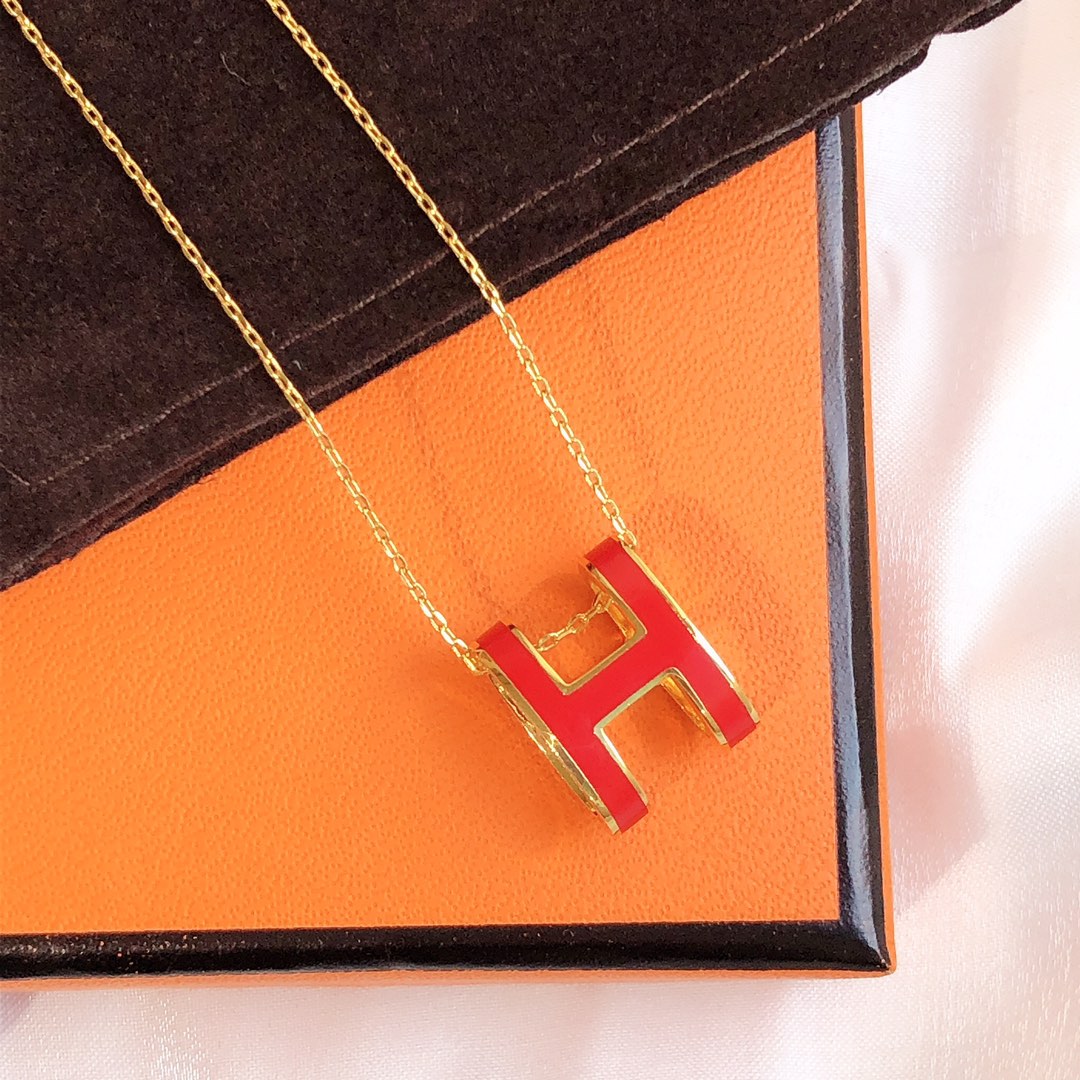 [Eternal Jewelry]HM CLIC RED ENAMEL GOLD NECKLACE