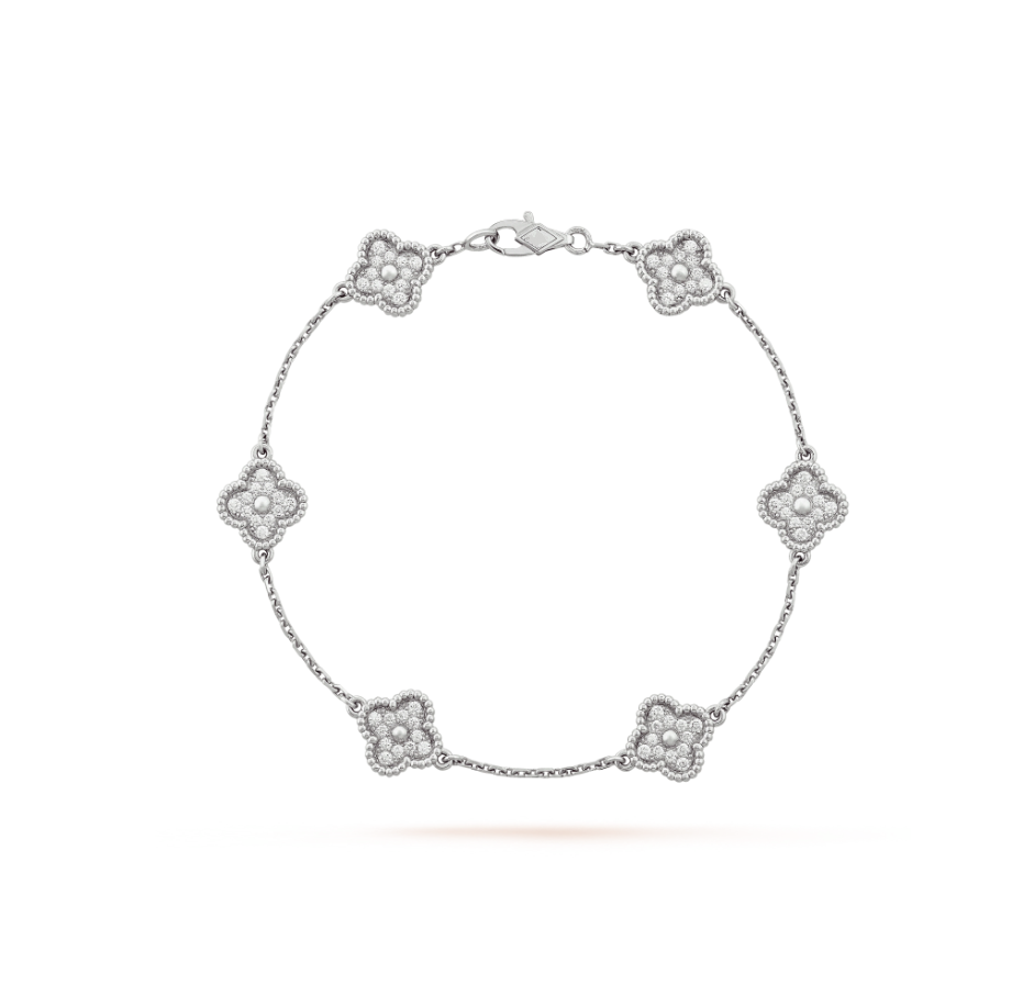 [Eternal Jewelry]CLOVER 6 MOTIF SILVER DIAMOND BRACELET