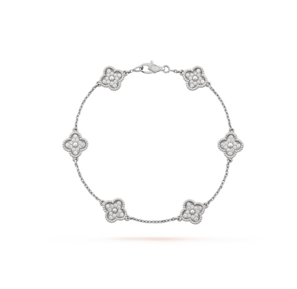 [Eternal Jewelry]CLOVER 6 MOTIF SILVER DIAMOND BRACELET
