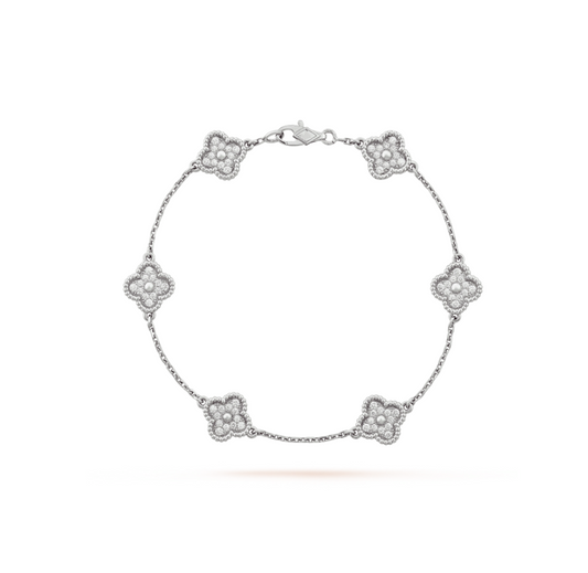 [Eternal Jewelry]CLOVER 6 MOTIF SILVER DIAMOND BRACELET