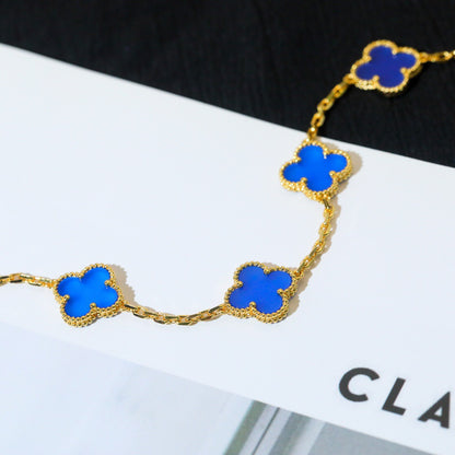 [Eternal Jewellery] Four-Leaf Clover Five Elements Blue Chalcedony Bracelet